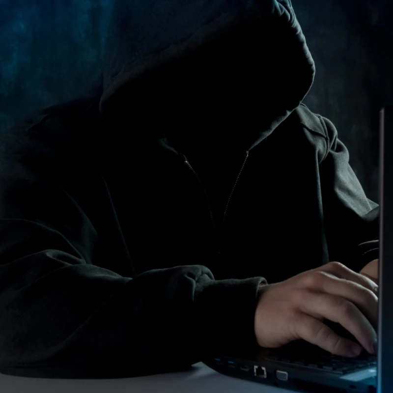 A hacker in a hoodie