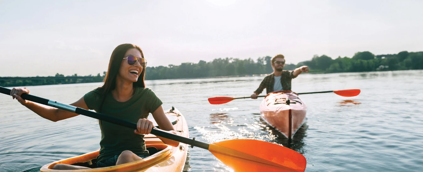 Two people in kayaks