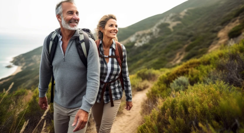 Photo of a man and woman on a hiking trail
